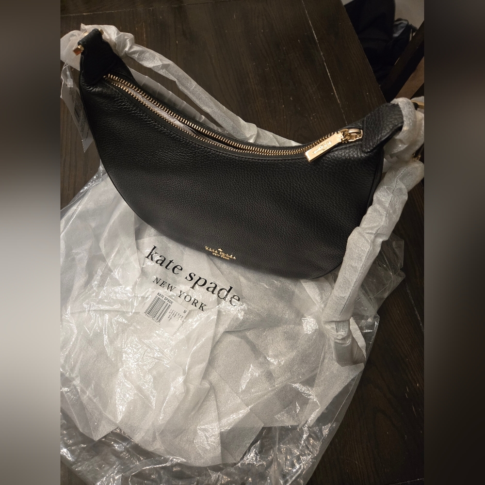 Kate Spade Janie Black Pebbled Leather Shoulder Bag Crossbody Purse Hobo KE660 - Picture 4 of 11